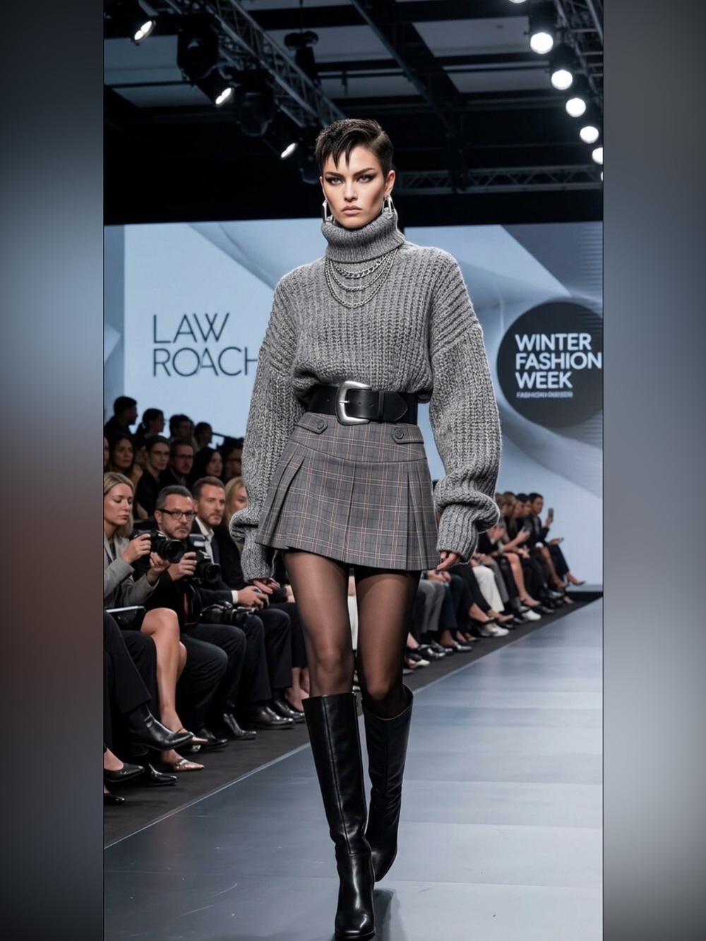 NWT Love Fire Gray Plaid Pleated Skort Mini M Dark Academia Y2K
